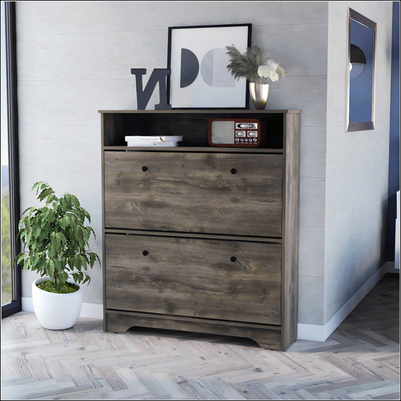 2-Shelf Shoe Rack, Dark Brown