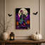 Toile squelette punk rocker jouant de la guitare bleu sarcelle sur toile d'Halloween-436368137