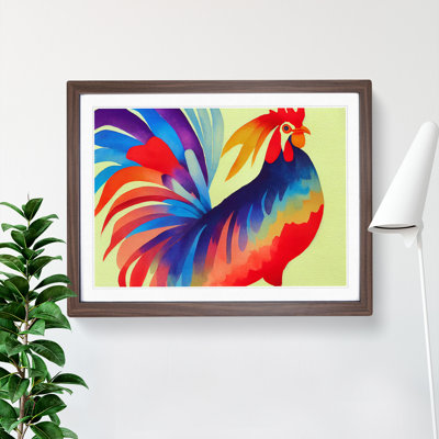 Rainbow Rooster Abstract - Single Picture Frame Painting