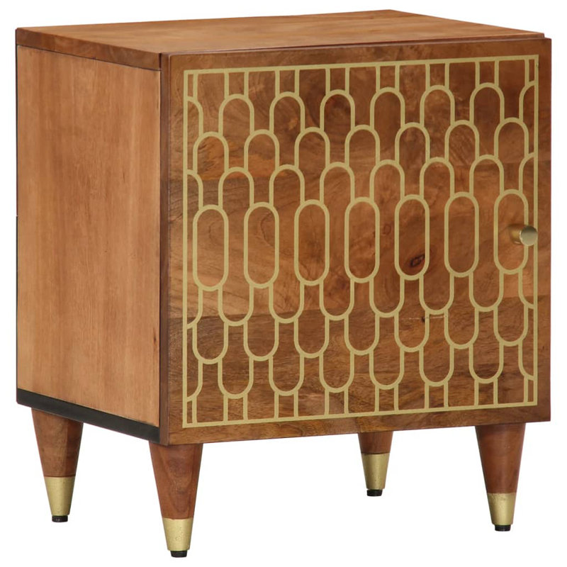 40cm W Solid + Manufactured Wood Bedside Table, Brown