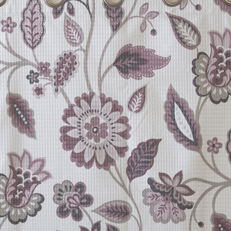 Aqua Floral Jacquard Room Darkening Grommet Curtains