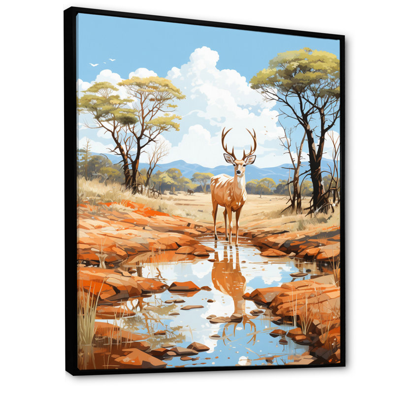 Woodland Deer Wanderers II, Cadre flottant noir, H 20 po x l 12 po x P 1 po