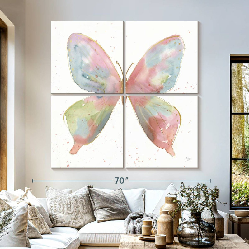 Brampt, aquarelle, papillon et beauté I, H 57 po x l 57 po