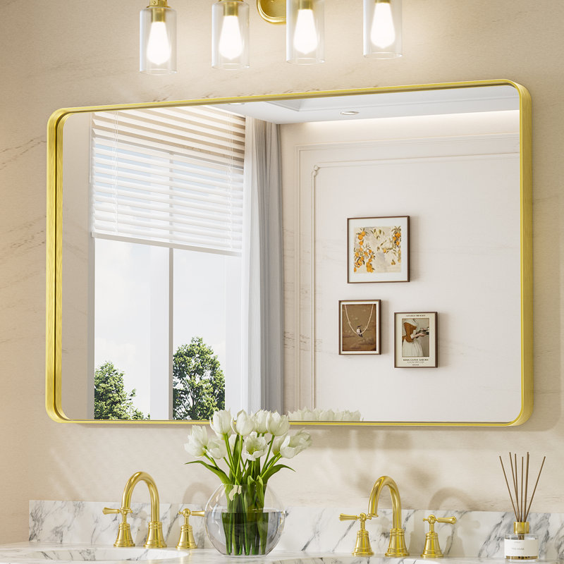 Miroir d'appoint Tyro, Doré, 48 po x 30 po, Rectangulaire
