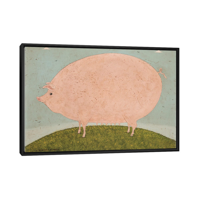 Cochon - reproduction d'art murale encadrée, H 40 po x l 60 po, Noir, Reproduction encadrée sans passe-partout