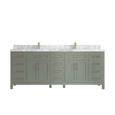 Cambridge 84'' Double Bathroom Vanity with Marble Top