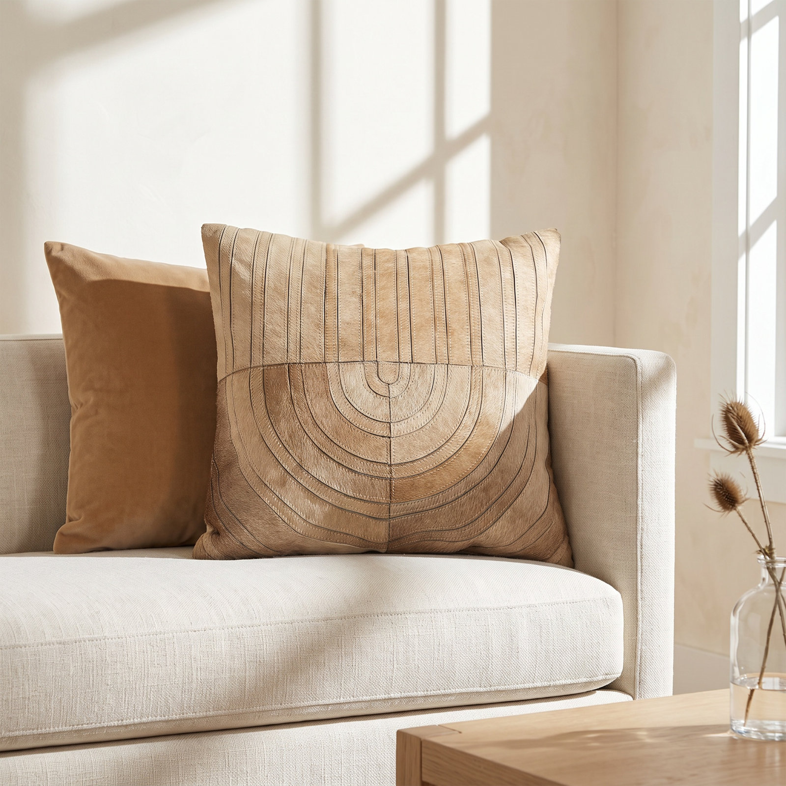 Evan 20" x 20" Cowhide Pillow Cover & Insert