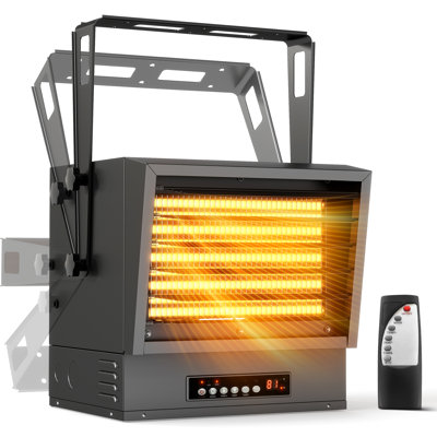 10000W Electric Garage Heater with Remote & Timer, Digital Display, Thermostat, Ceiling Mount Space Heater for Workshop, Black