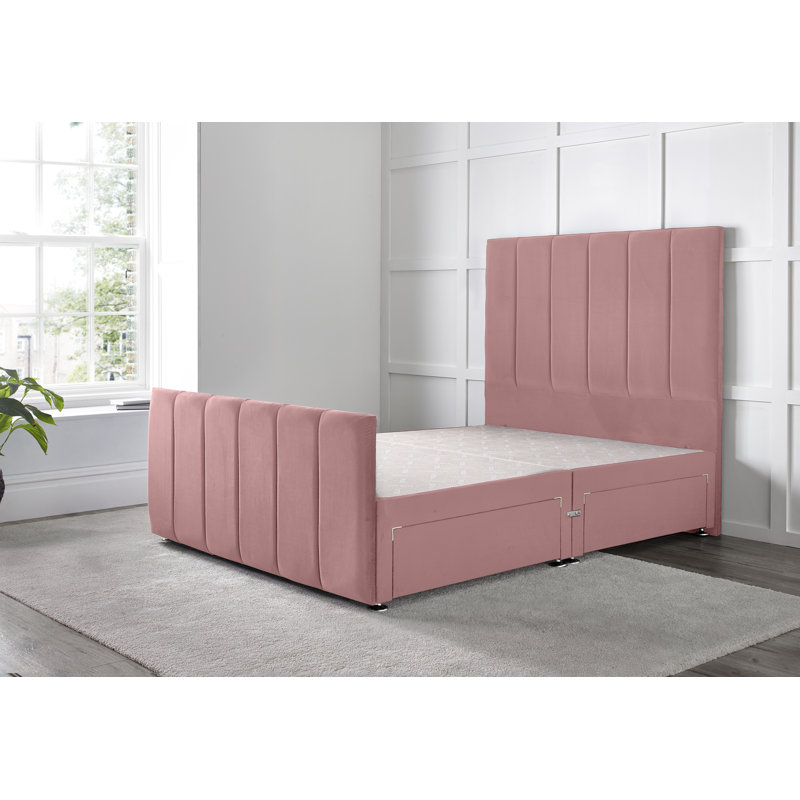 Cadebrooke Divan Bed with 54" Floorstanding Headboard, Pink, Kingsize (5'), 2 Right Drawers