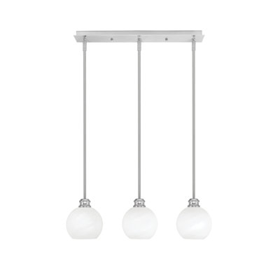 Luminaire suspendu linéaire à 3 lumières Edge avec verre de marbre blanc 5,75 po