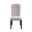 Lot de 2 chaises de salle à manger en lin beige - Pieds patinés, style élégant et assise polyvalente