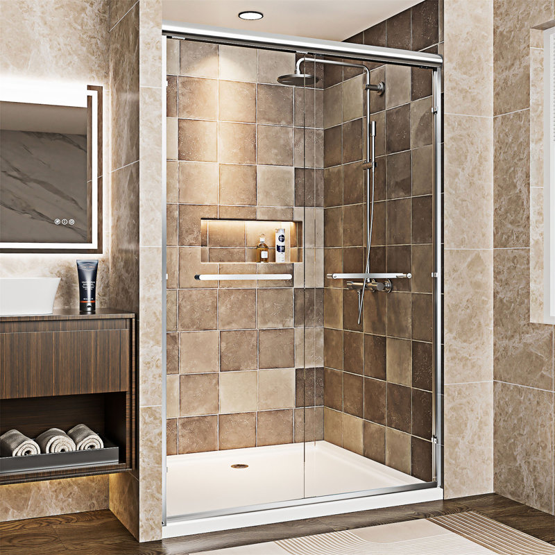 Double porte de douche coulissante, Chrome chrome