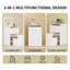 Bureau de coiffeuse 3 en 1 avec miroir ouvert, ensemble de coiffeuse en verre avec station de charge, 3 tiroirs et tabouret rembourré - Coiffeuse compacte pour l'organisation de la chambre à coucher