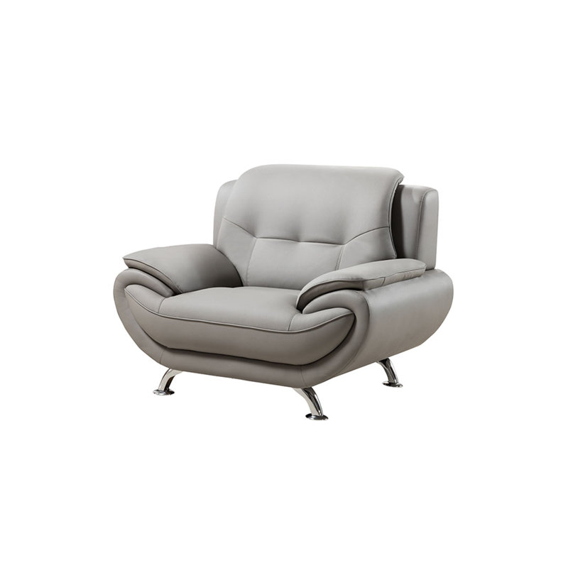 Sulayman 50" Wide Vegan Leather Armchair, Gray Faux Leather