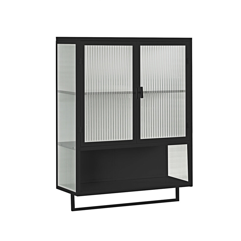 Armoire murale moderne à deux portes avec tablette ouverte, Noir, noir, noir, noir