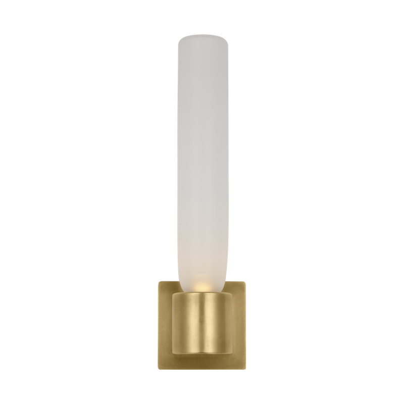Kelly Wearstler Volver 1-light Medium Single Sconce in Bronze with Clear Etched Glass shade, Antique Brass