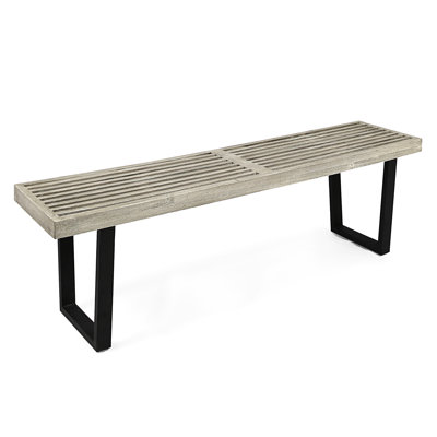 Patio Dining Bench With Iron Legs