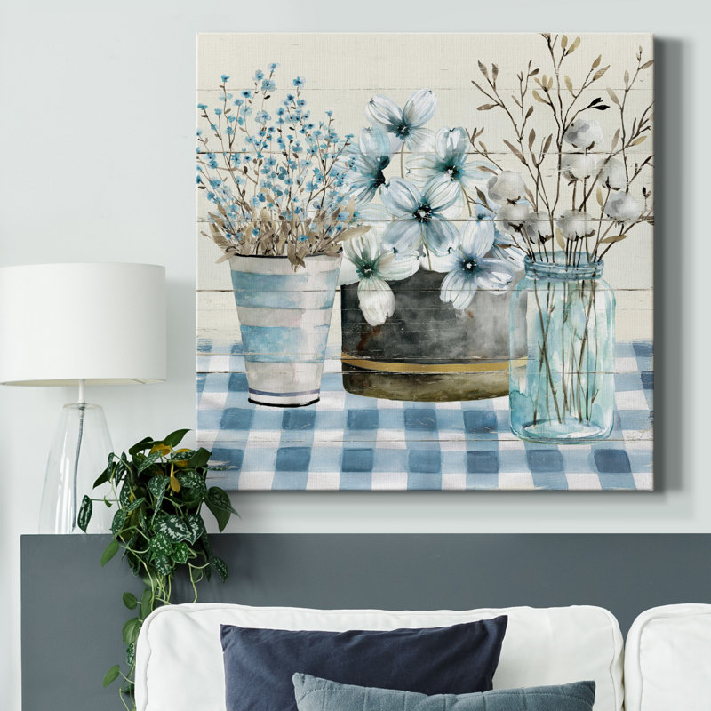 «Blue Farmhouse», reproduction d'art sur toile tendue, H 24 po x l 24 po x P 1 po