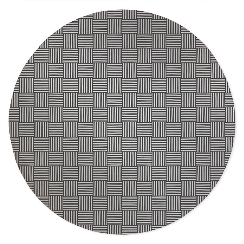 Gridblocked Non-Slip Outdoor Rug, Round 5'