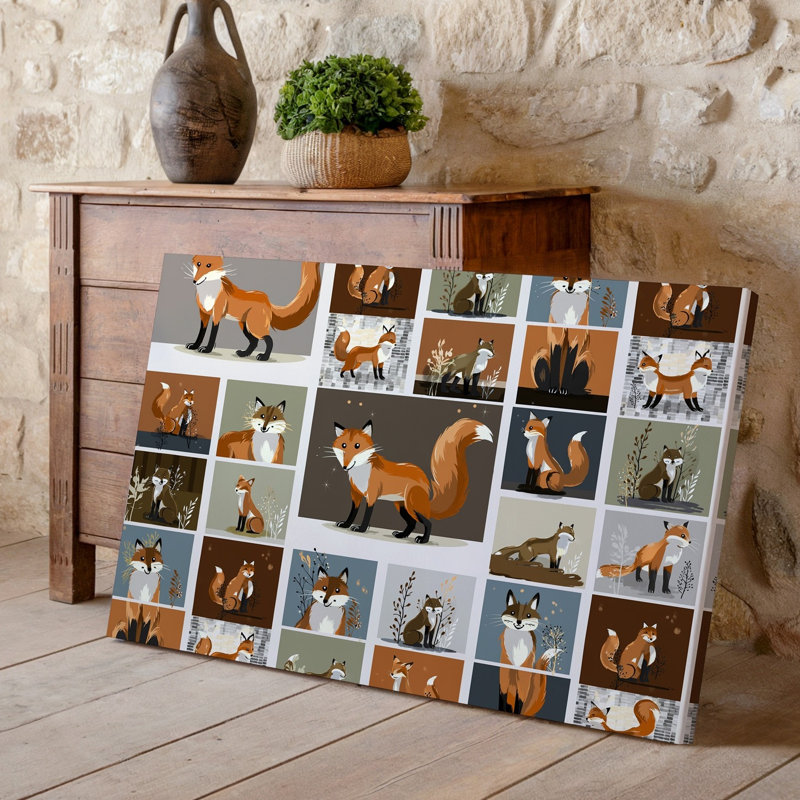 Reproduction d'art sur toile, "Fox", H 9 po x l 12 po