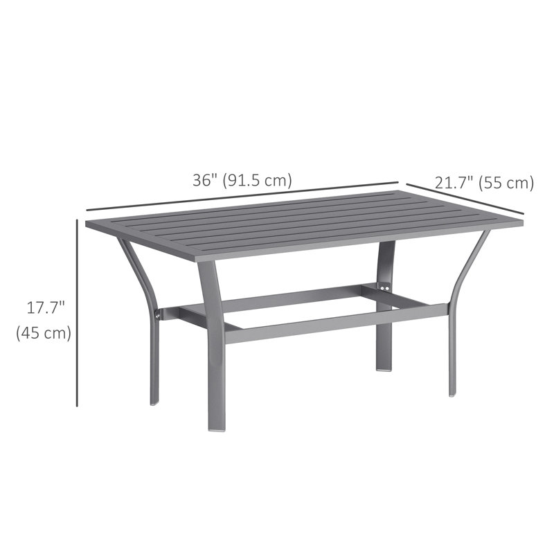 Table basse d'extérieur en métal, table d'appoint d'extérieur, gris foncé