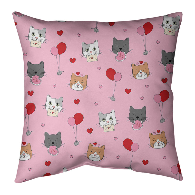 Coussin de chats st day, Rose, 18 po x 18 po