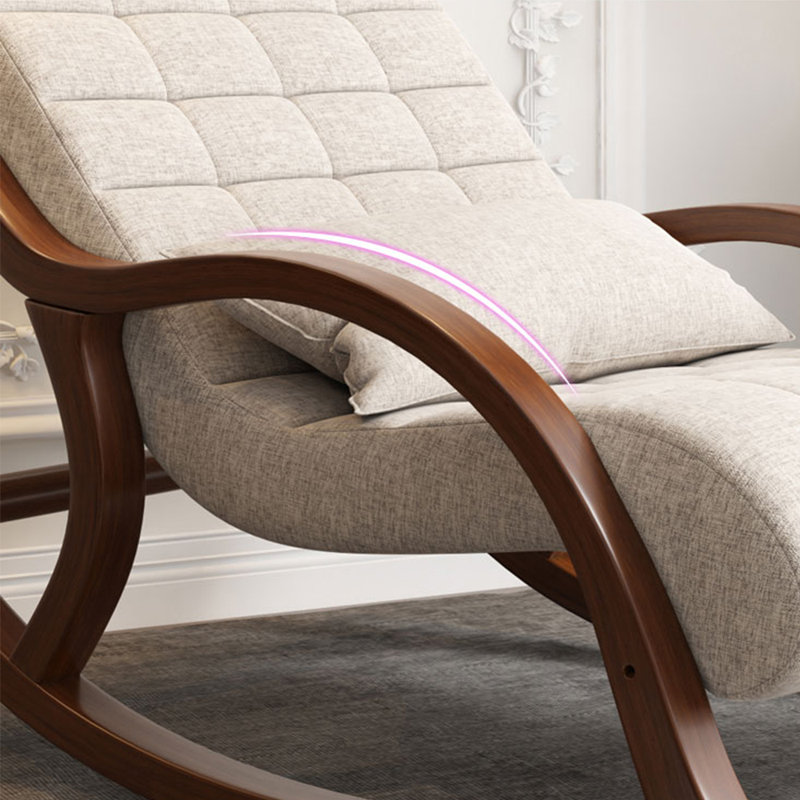 Chaise berçante en bois massif, Blanc crémeux