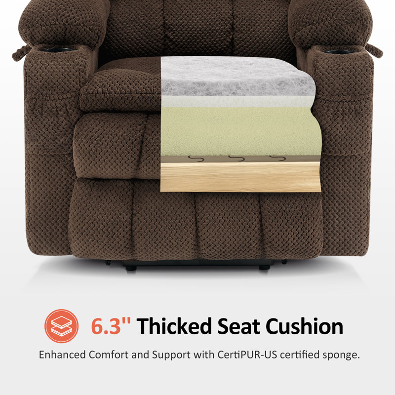 Small Dual Motor Power Recliner Lift Chair with Massage and Heat, Infinite Position, Fabric, Coffee