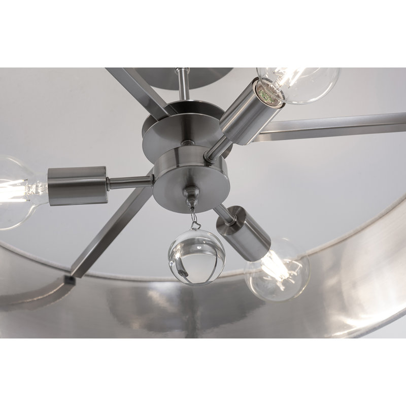 Luminaire suspendu simple à 3 lumières Woodvale, Blanc / argent, Nickel satiné