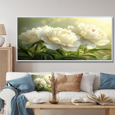 Pétale blanche, sérénité des pivoines, coucher de soleil II - pivoines, art mural encadré