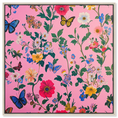 A Petals on Pink Velvet Canvas Chinoiserie Art by Art Remedy
