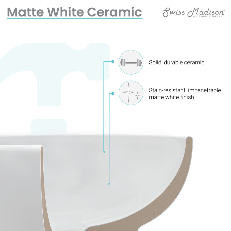 24" White Ceramic Vanity Top Sink Without Faucet Hole