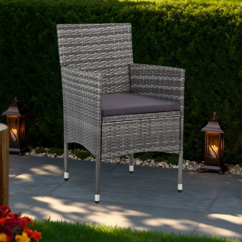 Ensemble de 2 chaises d'extérieur Gil, coussins gris et rotin Gil