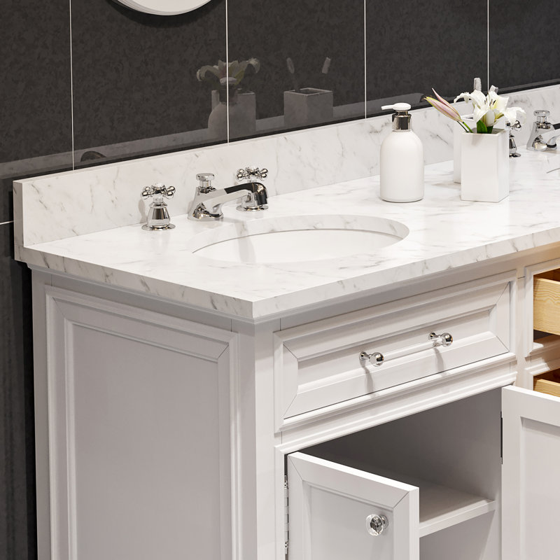 Derby 60" Double Sink Bathroom Vanity Set with Mirror, White