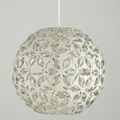 25cm H Metal Round Pendant Shade ( Screw On ) in Cream