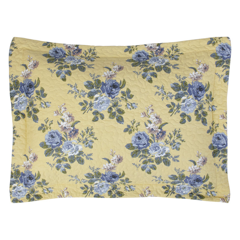 Linley Twin Blue and Yellow Cotton Reversible Quilt Set