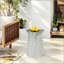 Table de bout d'extérieur en ciment pour patio, jardin, décor de faux terrazzo, petite table d'appoint ronde moderne, utilisation intérieure et extérieure