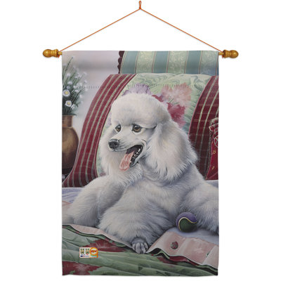 Caniche en bois à 2 faces 40 po x 28 po Ensemble de drapeaux