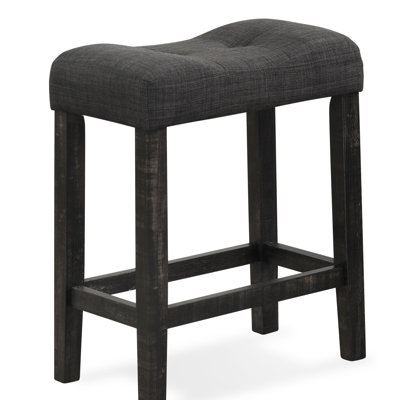 2 tabourets à hauteur de comptoir en forme de boutons gris, avec siège moelleux et rembourrage de repose-pieds, tabouret avec cadre en bois massif de 2, bois d'hévéa