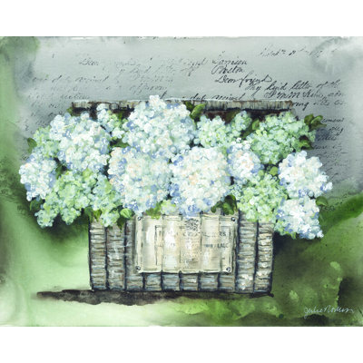 Panier floral rétro - peinture sur toile tendue