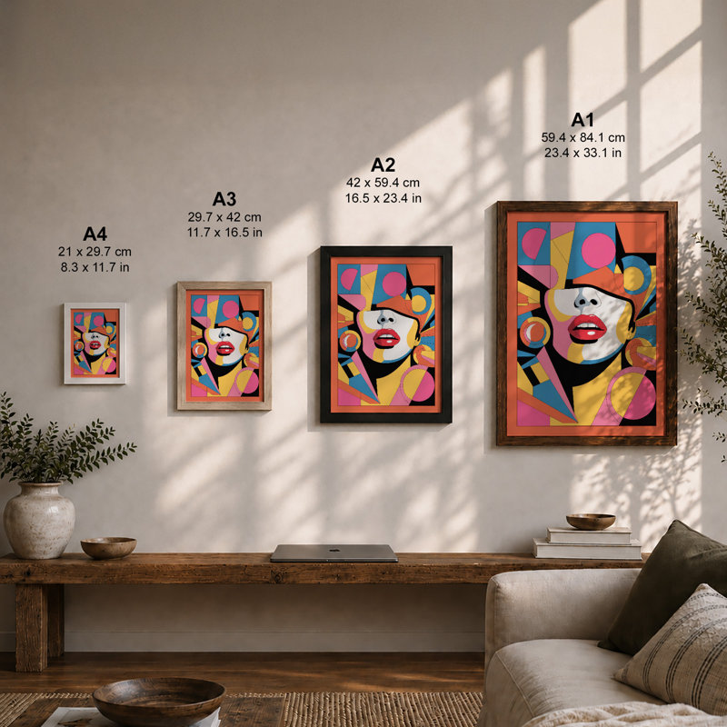 Geometric Portrait Modern - Framed Print, Unframed, A4 - 29.7 x 21.0 cm