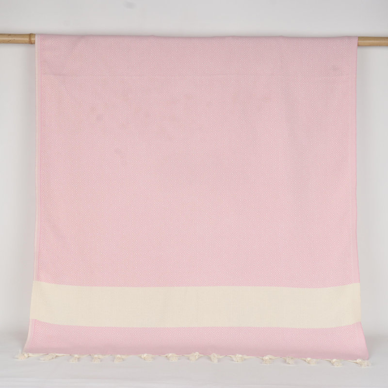 Serviettes de bain et essuie-mains en coton turc, Rose pâle clair, Largeur de la serviette de bain: 38 po