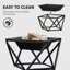 Teamson 60cm Wood Burning Fire Pit with Spark Screen, Fire Poker, Cooking Grate, Square Steel Fire Bowl for Patio & Garden
