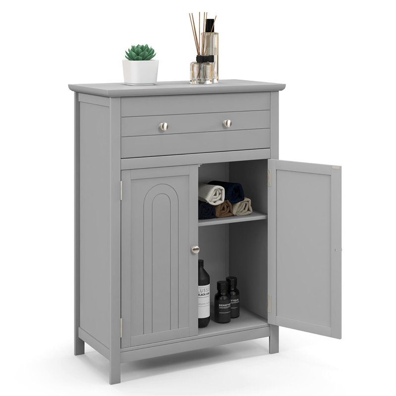 Armoire de salle de bain autoportante, gris