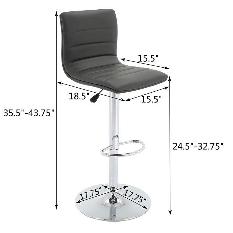 Ensemble de 2 tabourets de bar Juddson, Gris, Argent argent