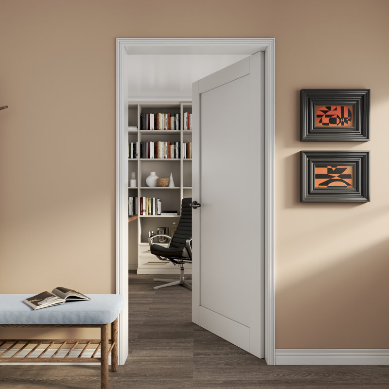 Porte standard à panneaux en bois manufacturé avec levier de porte électronique numérique intelligent, 36 po x 80 po