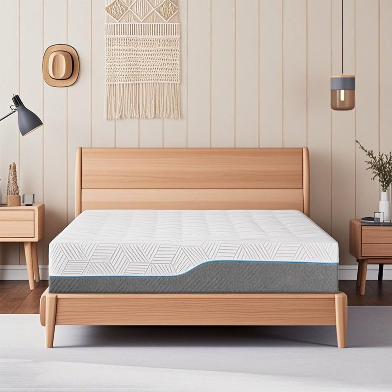 14 Inch Firm Mattress With Cover, Green Tea/Gel Memory Foam Mattress In Box, Extra Firm Bamboo Bed Mattresses For Back Pain