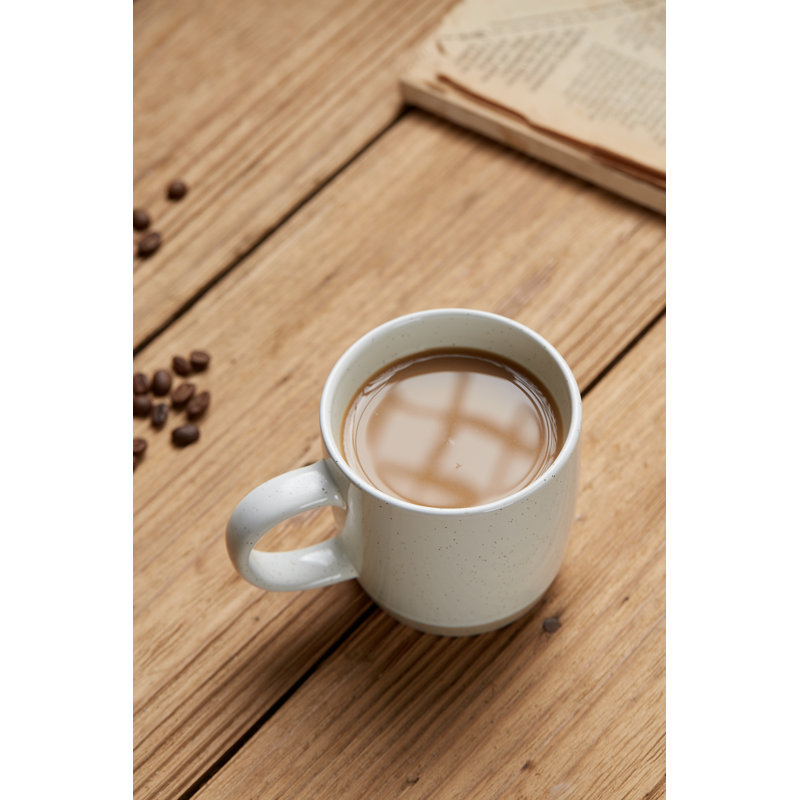 Daytona Stackable Stoneware Coffee Mugs, White