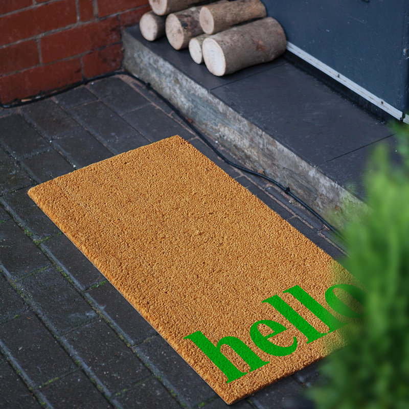 Tapis de porte extérieur antidérapant Arnitha, Rectangle 1 pi 4 po x 2 pi 4 po, Naturel / Vert