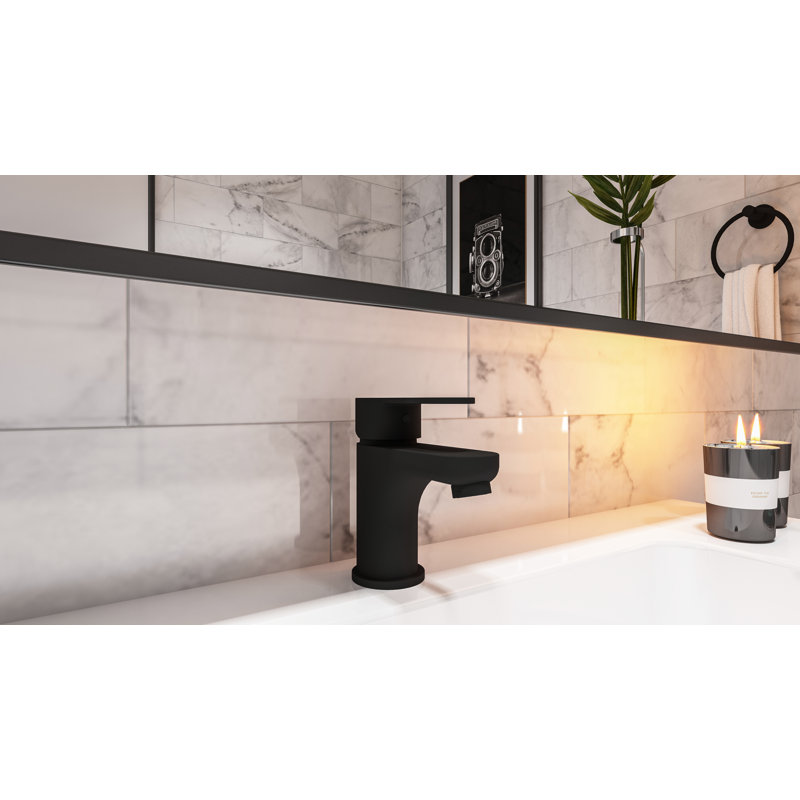 Identity Single-handle Bathroom Faucet with Push Pop Drain, Matte Black